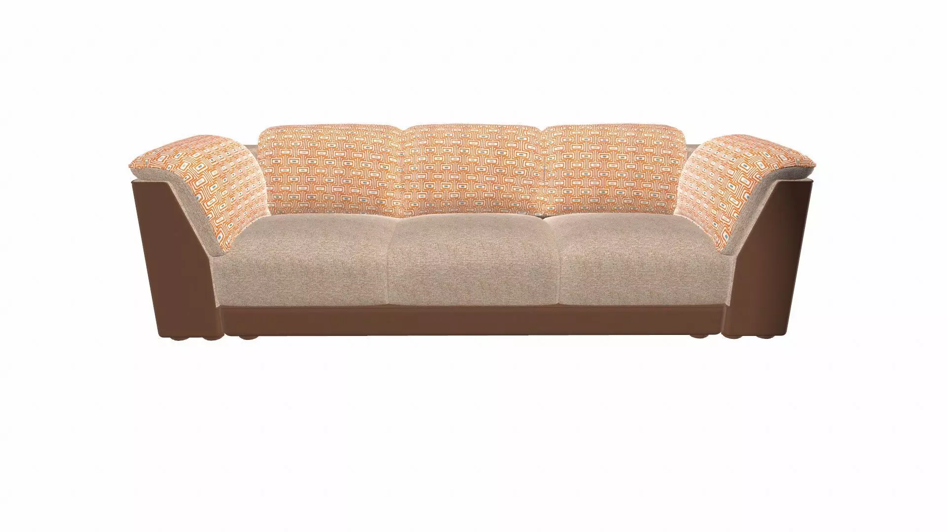 Three Seater Sofa Low-poly 3D model_0