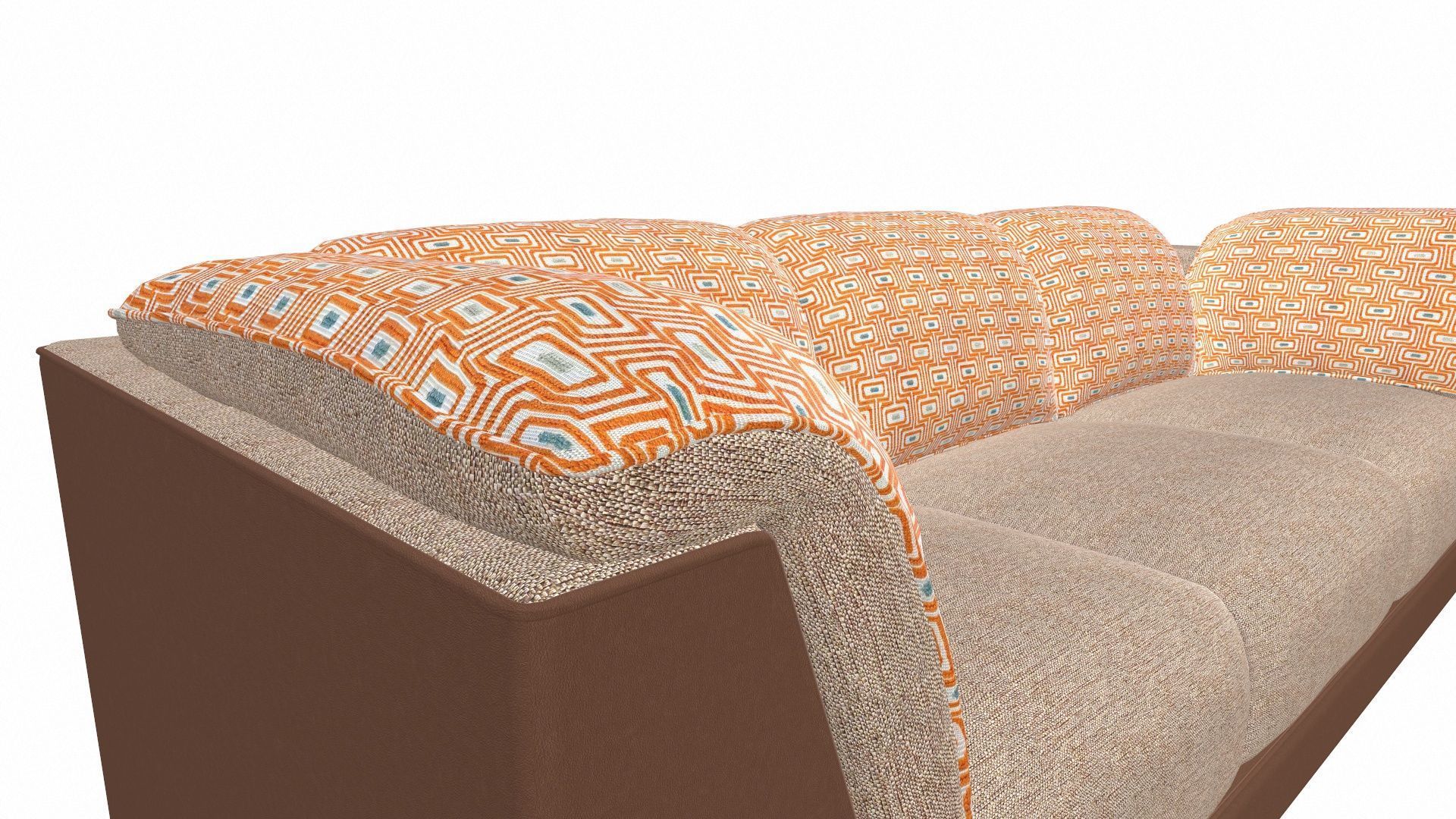 Three Seater Sofa Low-poly 3D model_4