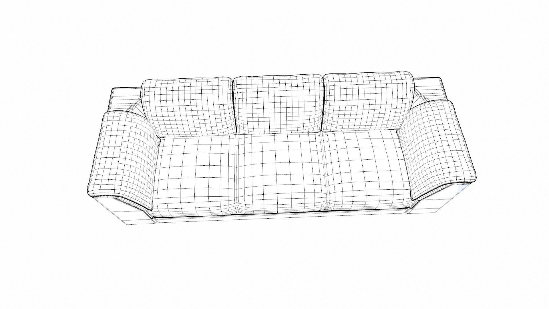 Three Seater Sofa Low-poly 3D model_9