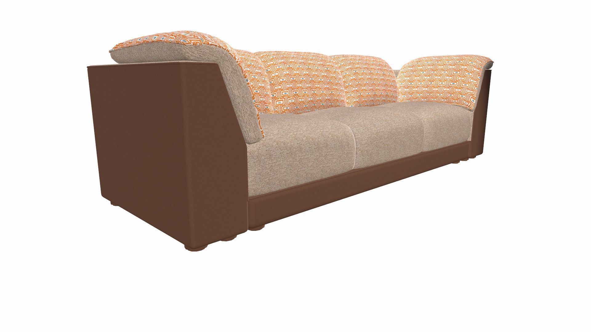 Three Seater Sofa Low-poly 3D model_3