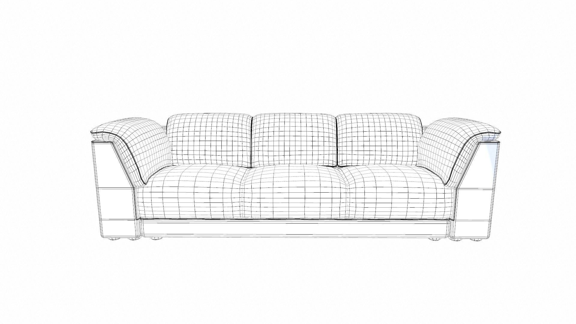 Three Seater Sofa Low-poly 3D model_10