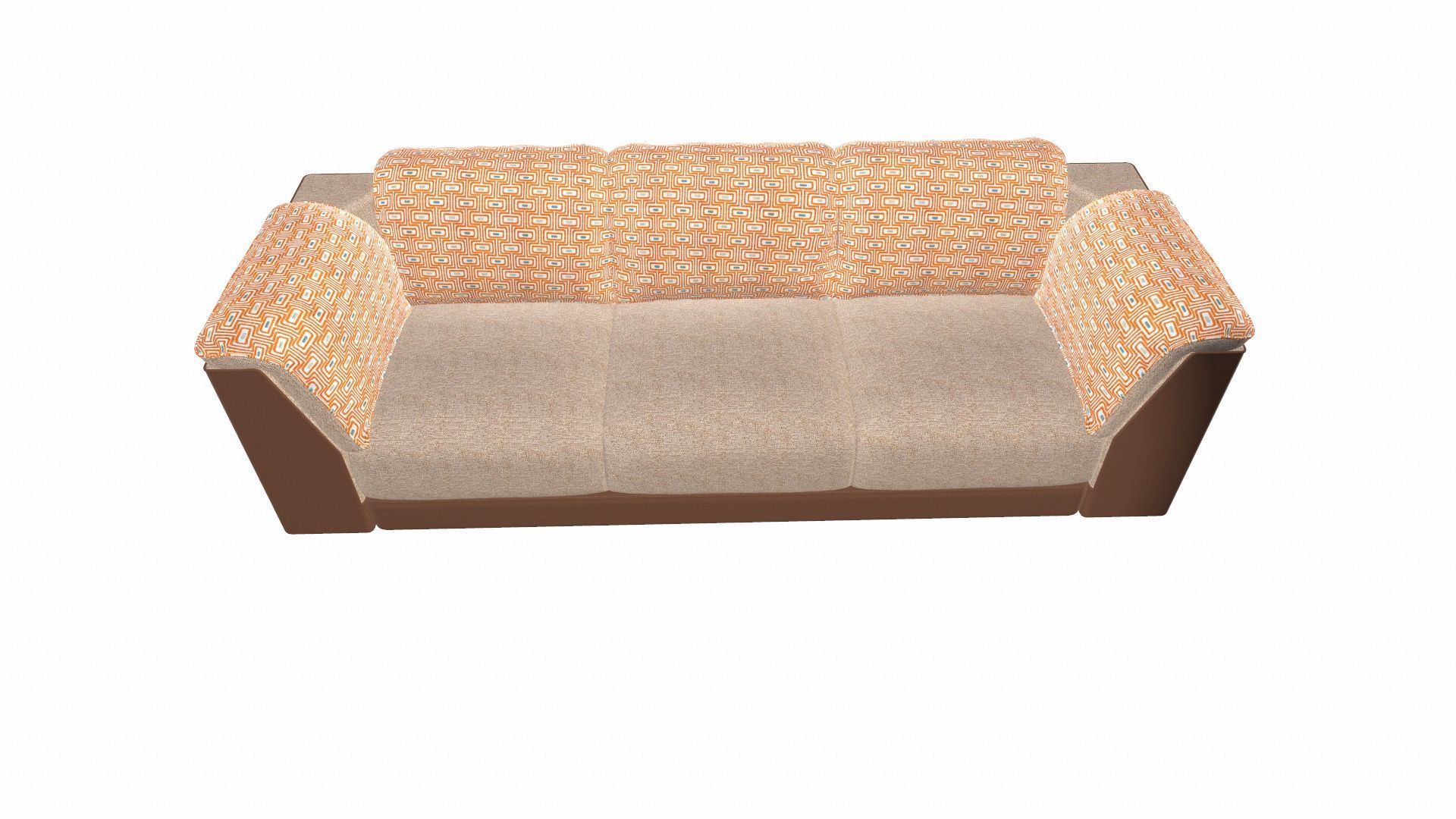 Three Seater Sofa Low-poly 3D model_2