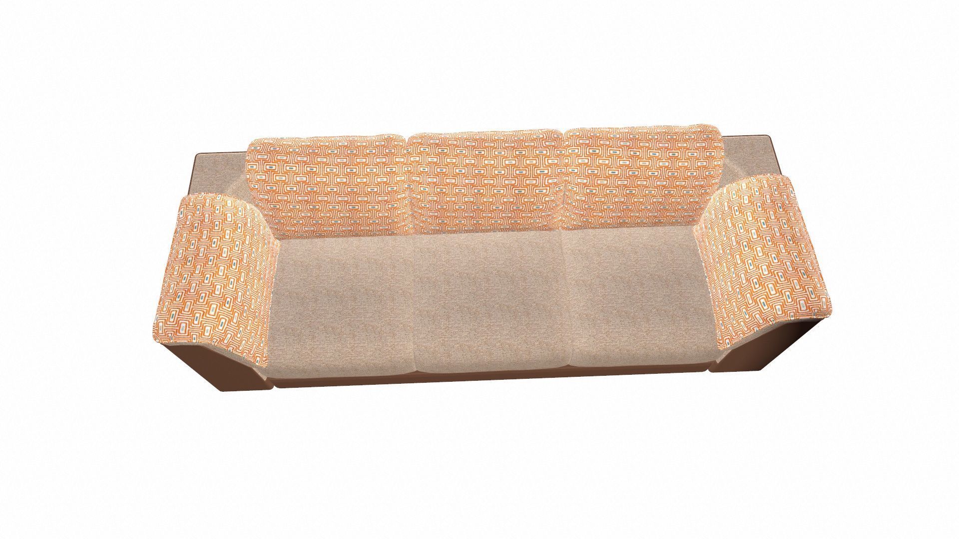 Three Seater Sofa Low-poly 3D model_8