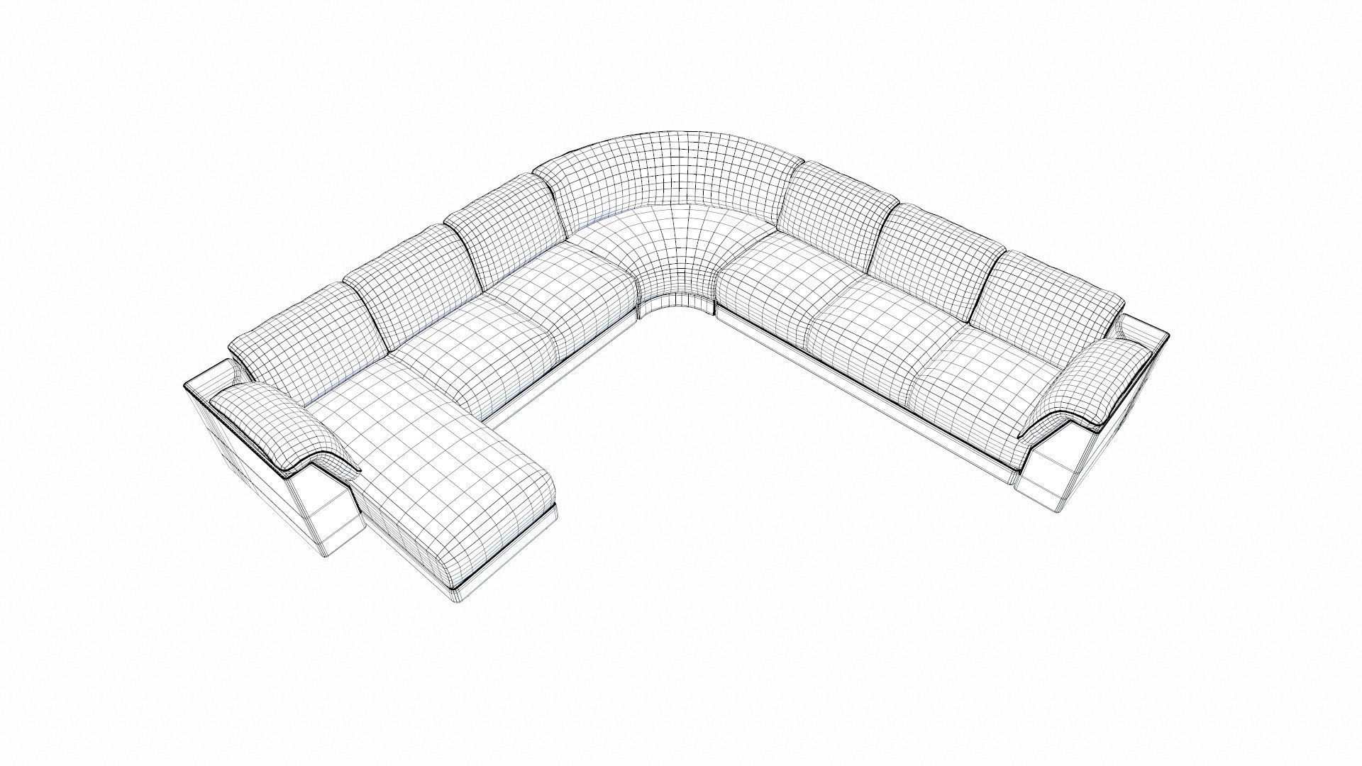 Two Plus Three Plus Corner Plus Lounge Low-poly 3D model_11