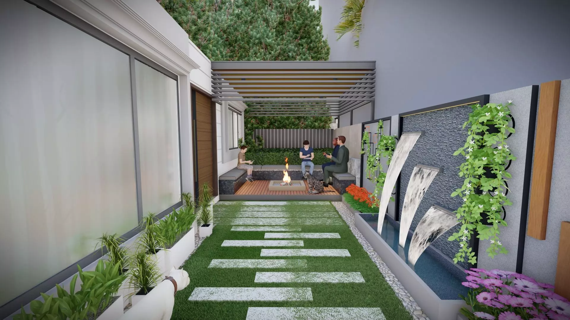 Backyard Landscape Design 3D model_0