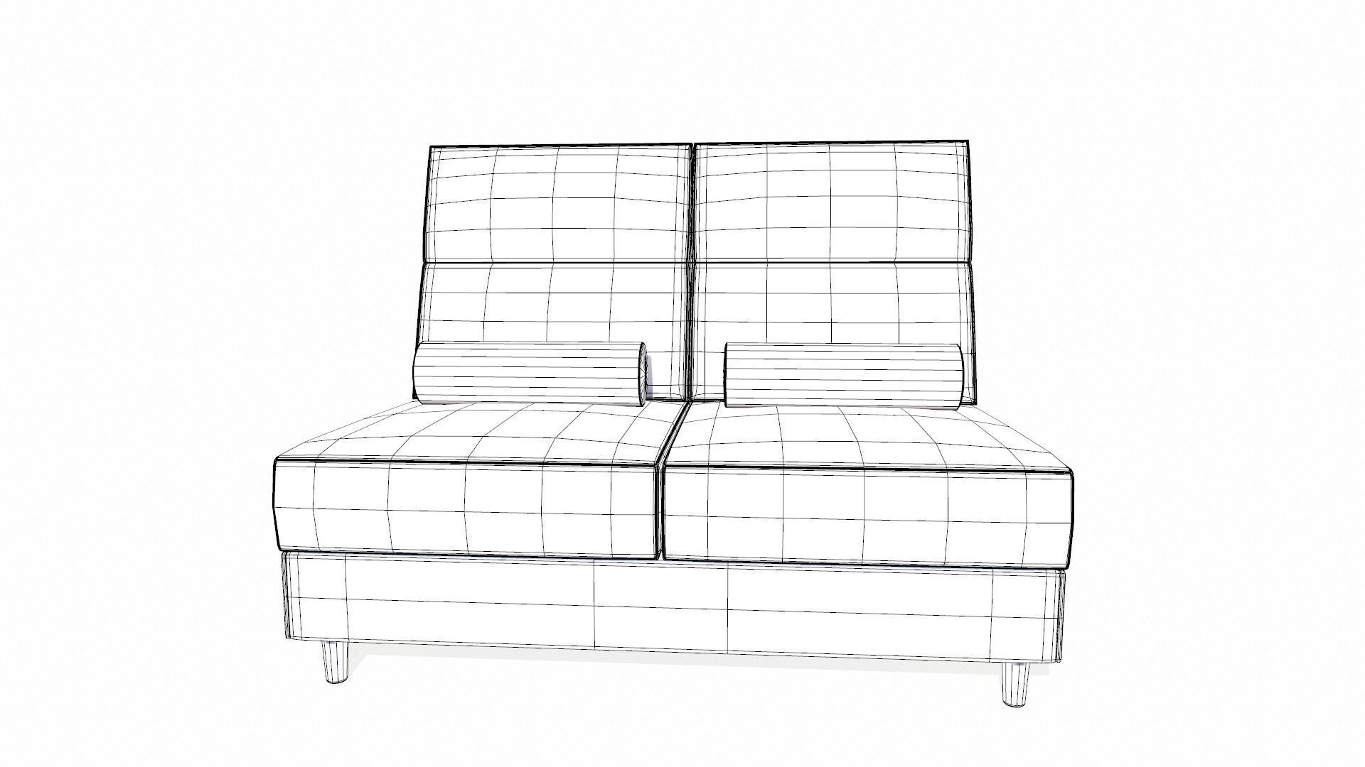 TWO SEATER MODULAR SOFA Low-poly 3D model_13