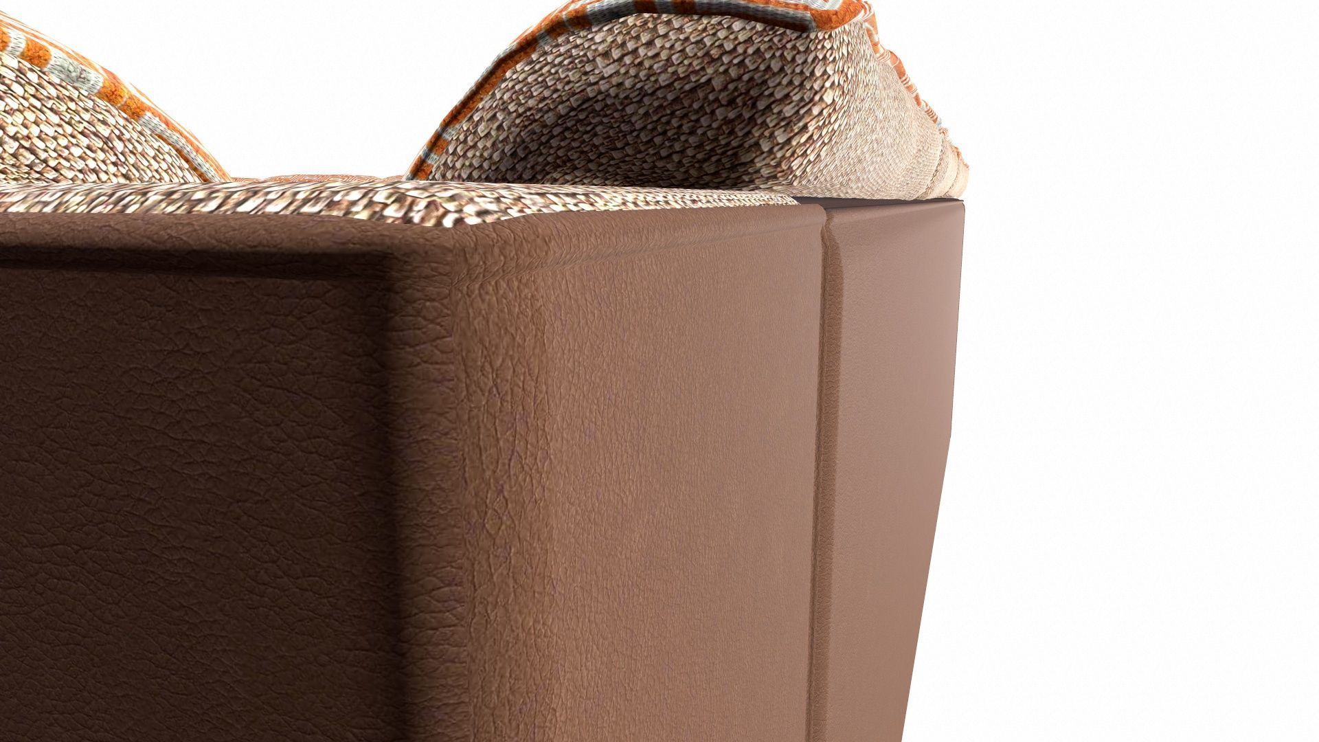 U Shaped Three PlusCorner Sofa Low-poly 3D model_4