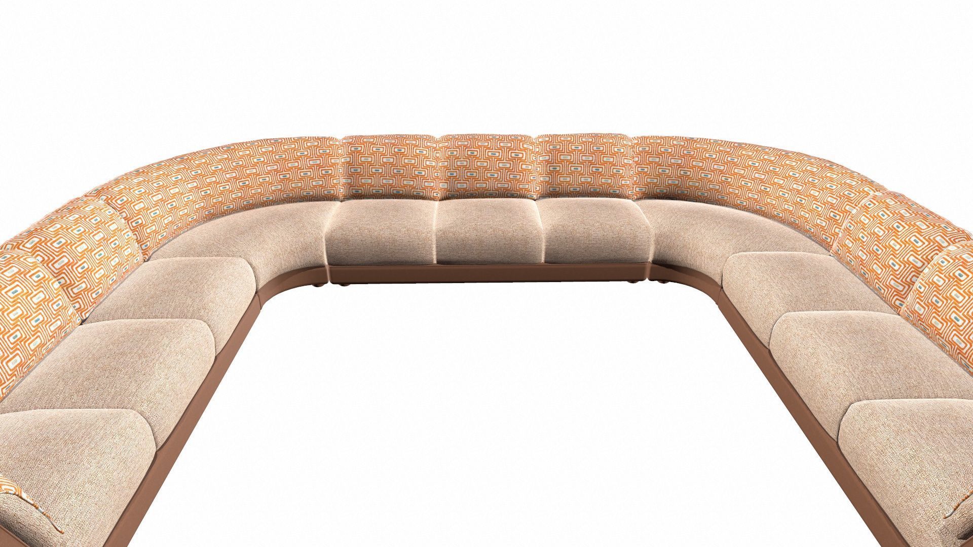 U Shaped Three PlusCorner Sofa Low-poly 3D model_3