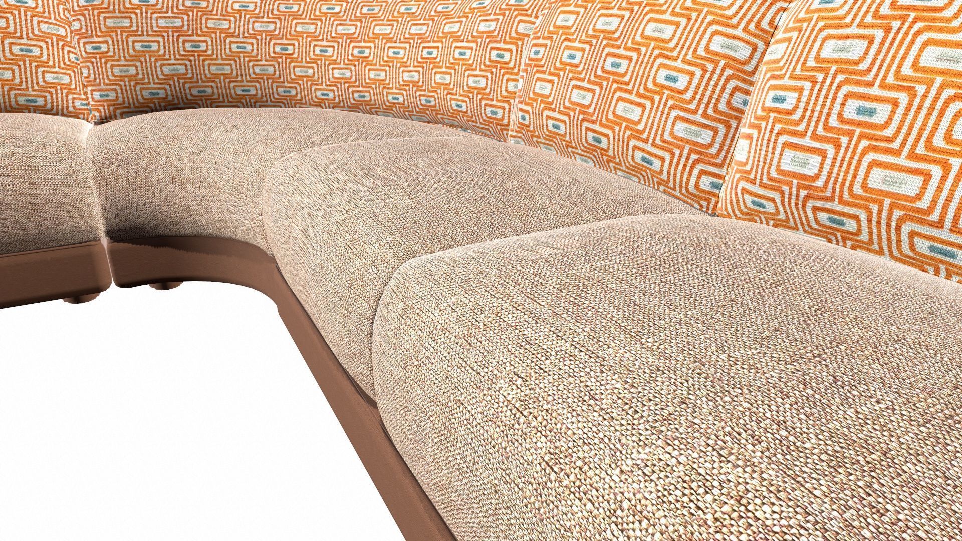 U Shaped Three PlusCorner Sofa Low-poly 3D model_5