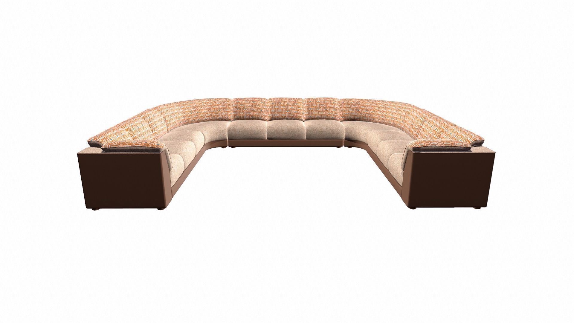 U Shaped Three PlusCorner Sofa Low-poly 3D model_2