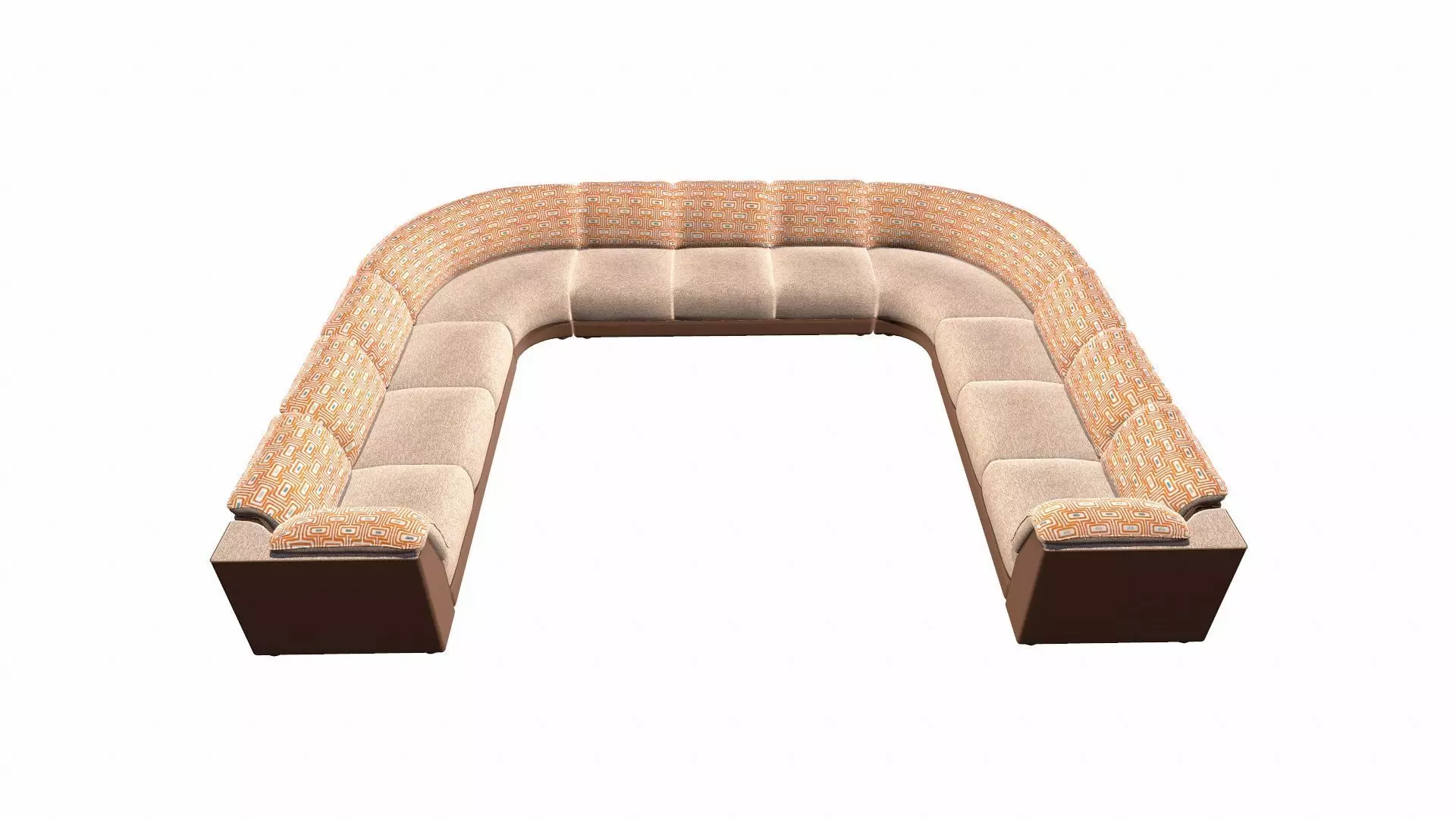 U Shaped Three PlusCorner Sofa Low-poly 3D model_0