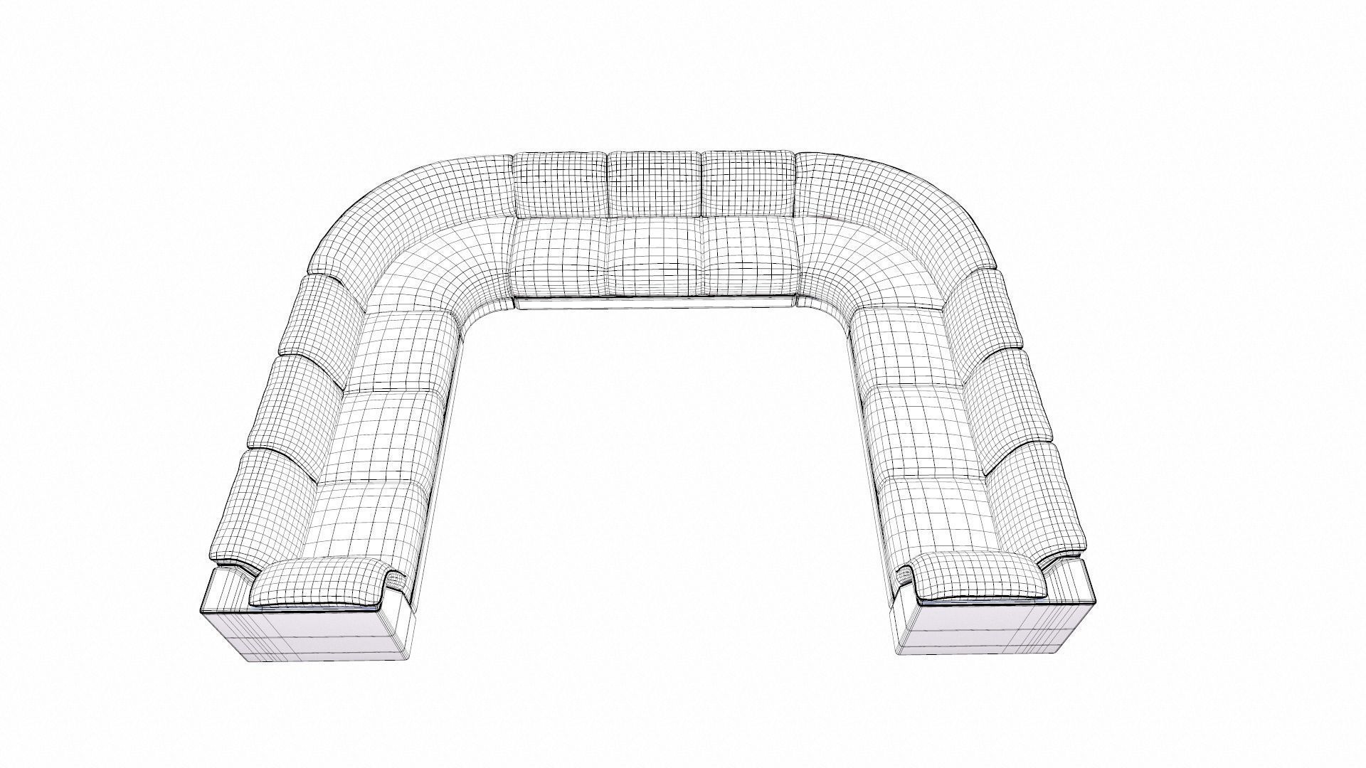 U Shaped Three PlusCorner Sofa Low-poly 3D model_9