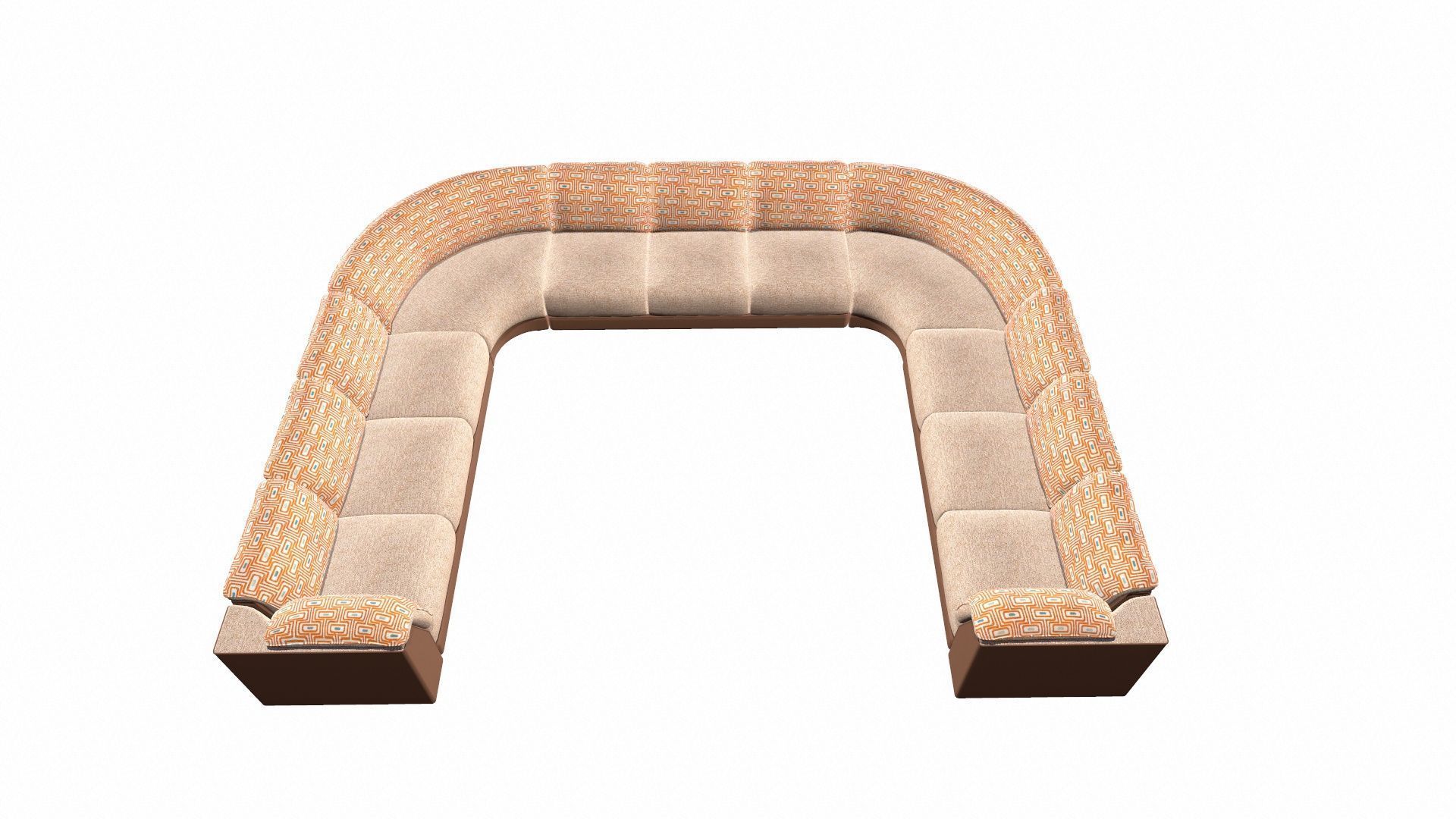 U Shaped Three PlusCorner Sofa Low-poly 3D model_8