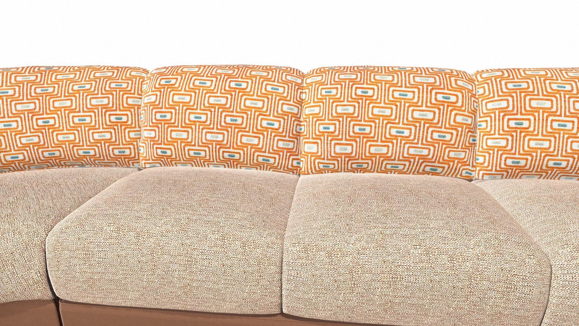 U Shaped Three PlusCorner Sofa Low-poly 3D model_6