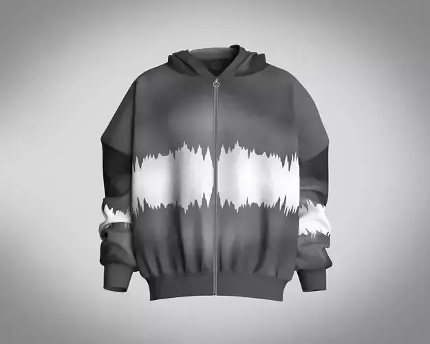 Mens oversized hooded jacket with tie dye effect