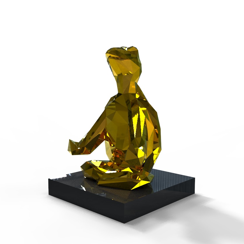 polygonal turtle on the podium 3D model_3