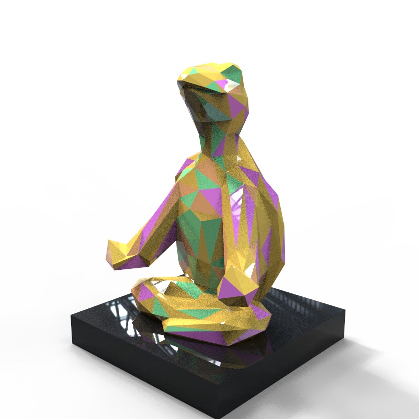 polygonal turtle on the podium 3D model_2