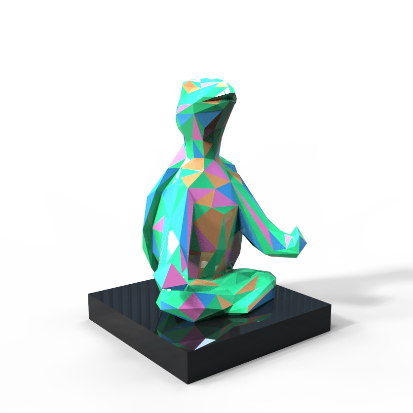 polygonal turtle on the podium 3D model_5