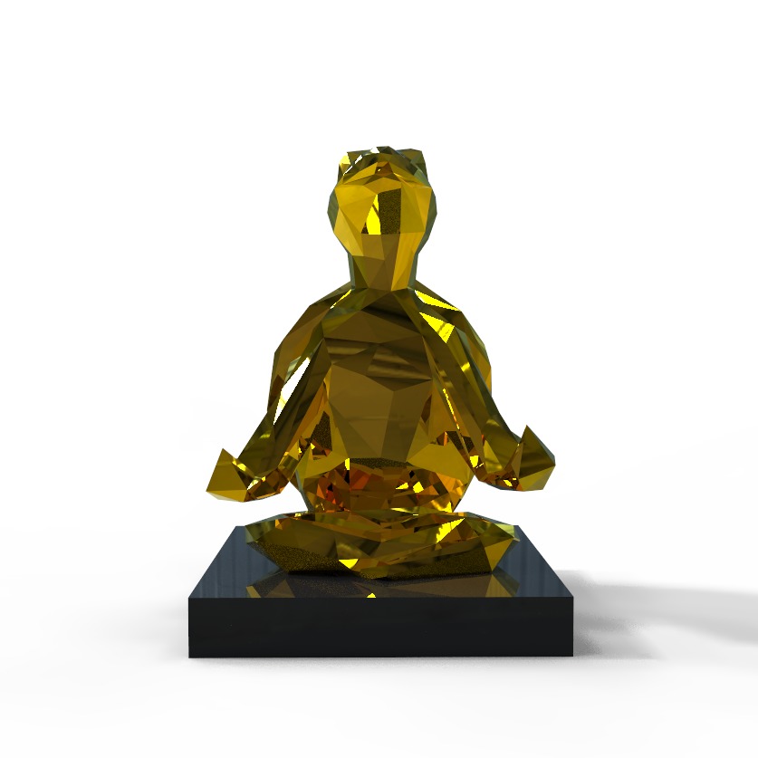 polygonal turtle on the podium 3D model_4