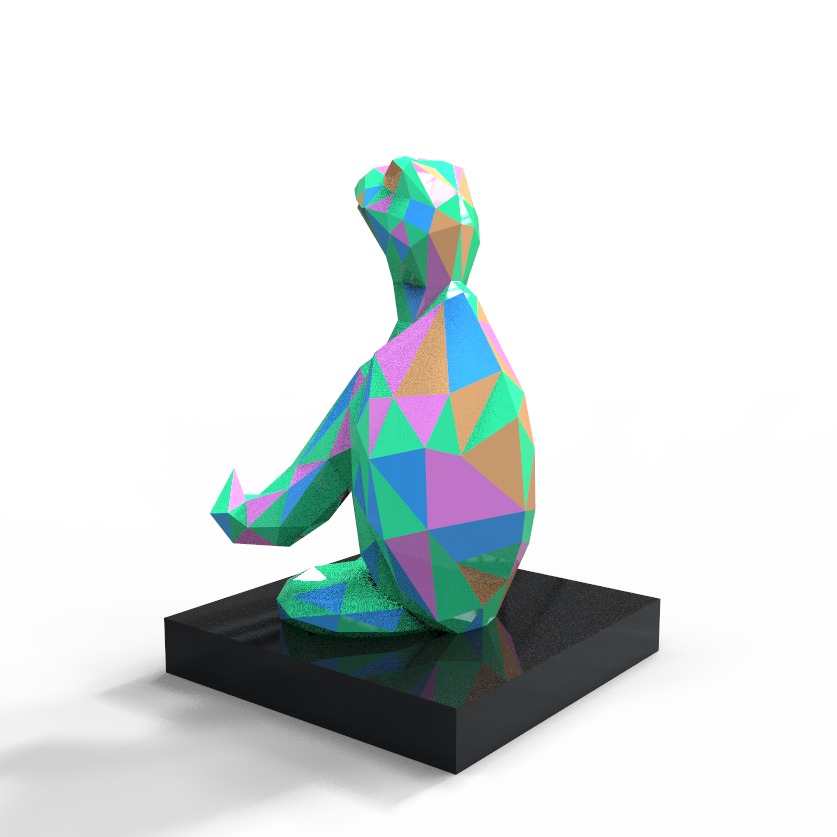 polygonal turtle on the podium 3D model_6