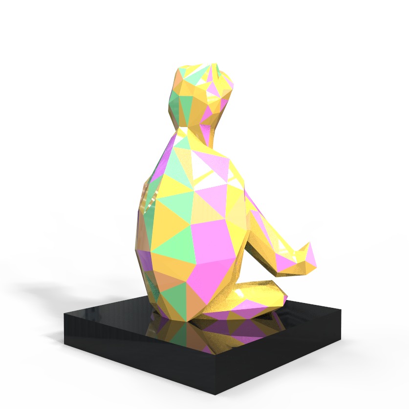 polygonal turtle on the podium 3D model_1