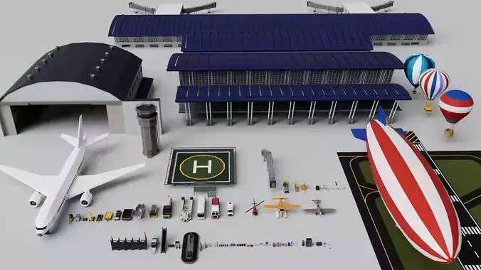 Airport Mega Collection Pack Low-poly 3D model