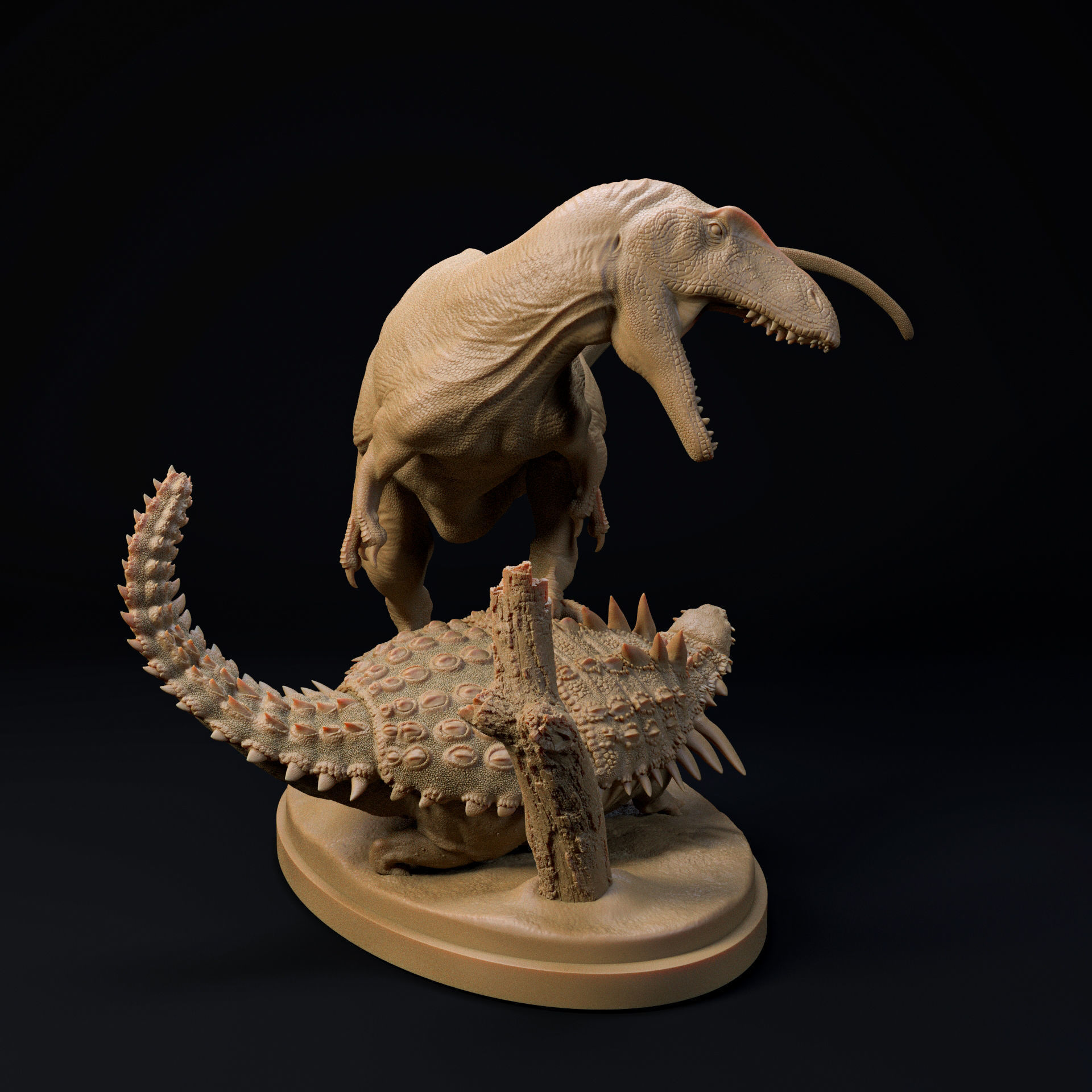 Neovenator hunting Polachantus 1-35 scale pre-supported dinosaur 3D print model_1