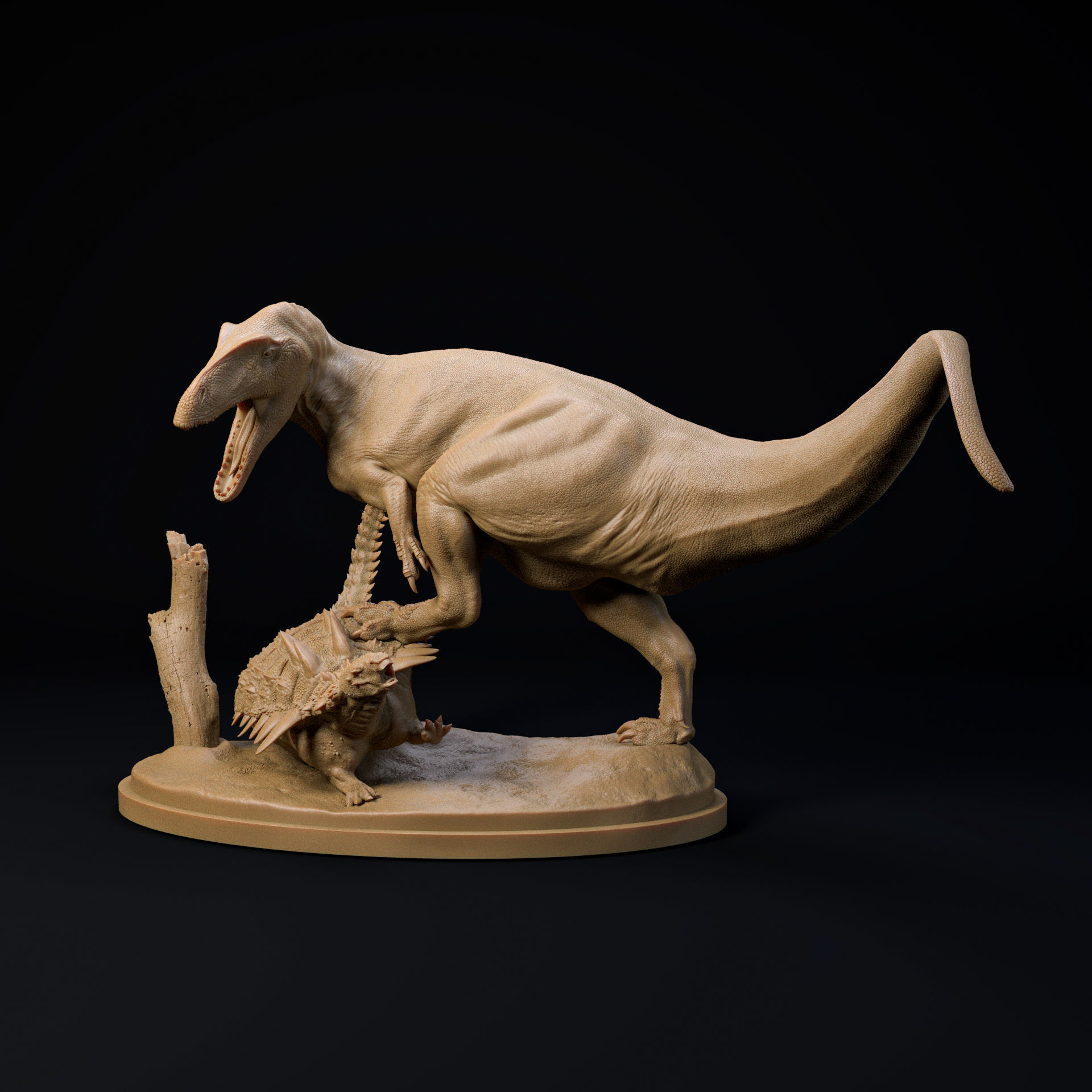 Neovenator hunting Polachantus 1-35 scale pre-supported dinosaur 3D print model_3