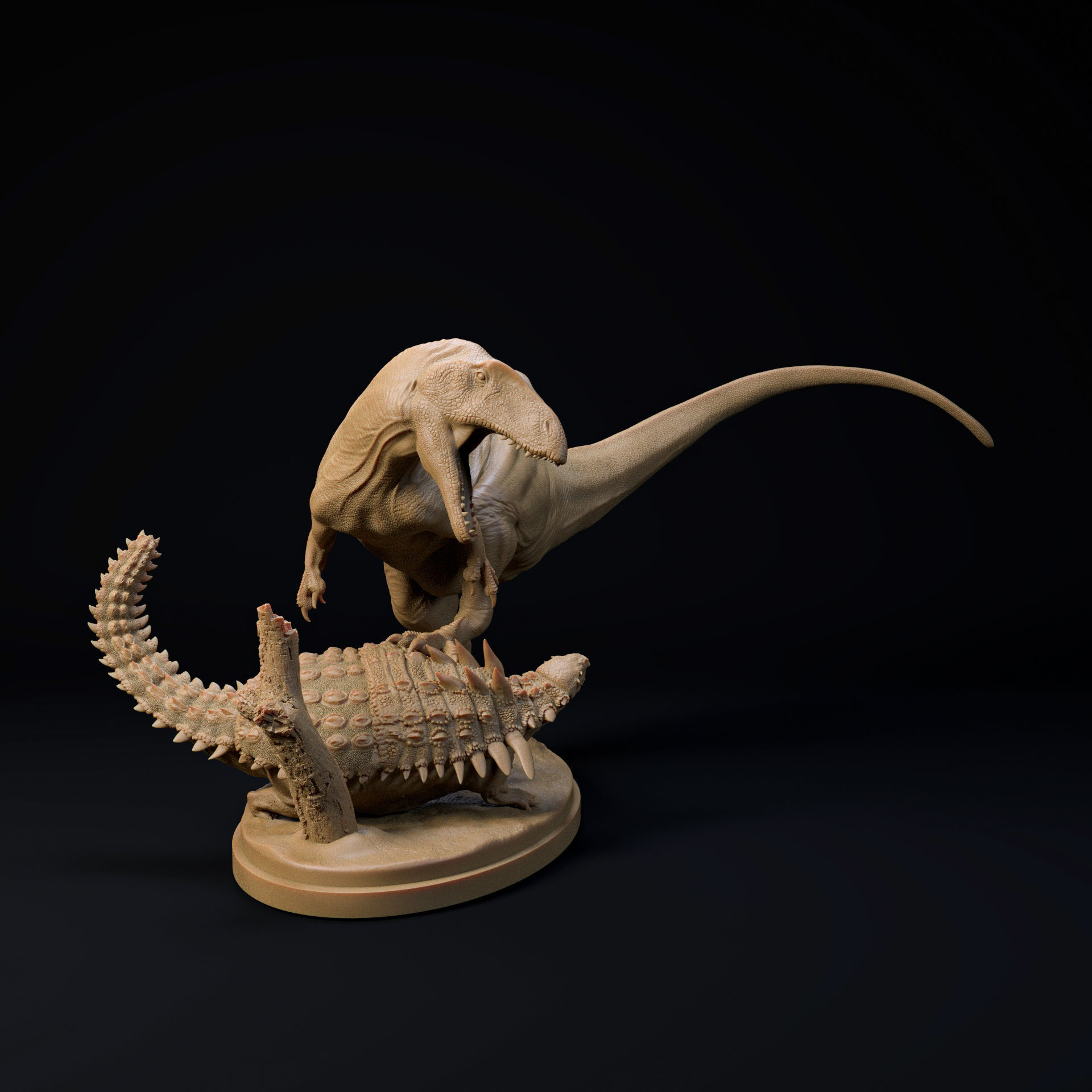 Neovenator hunting Polachantus 1-35 scale pre-supported dinosaur 3D print model_4