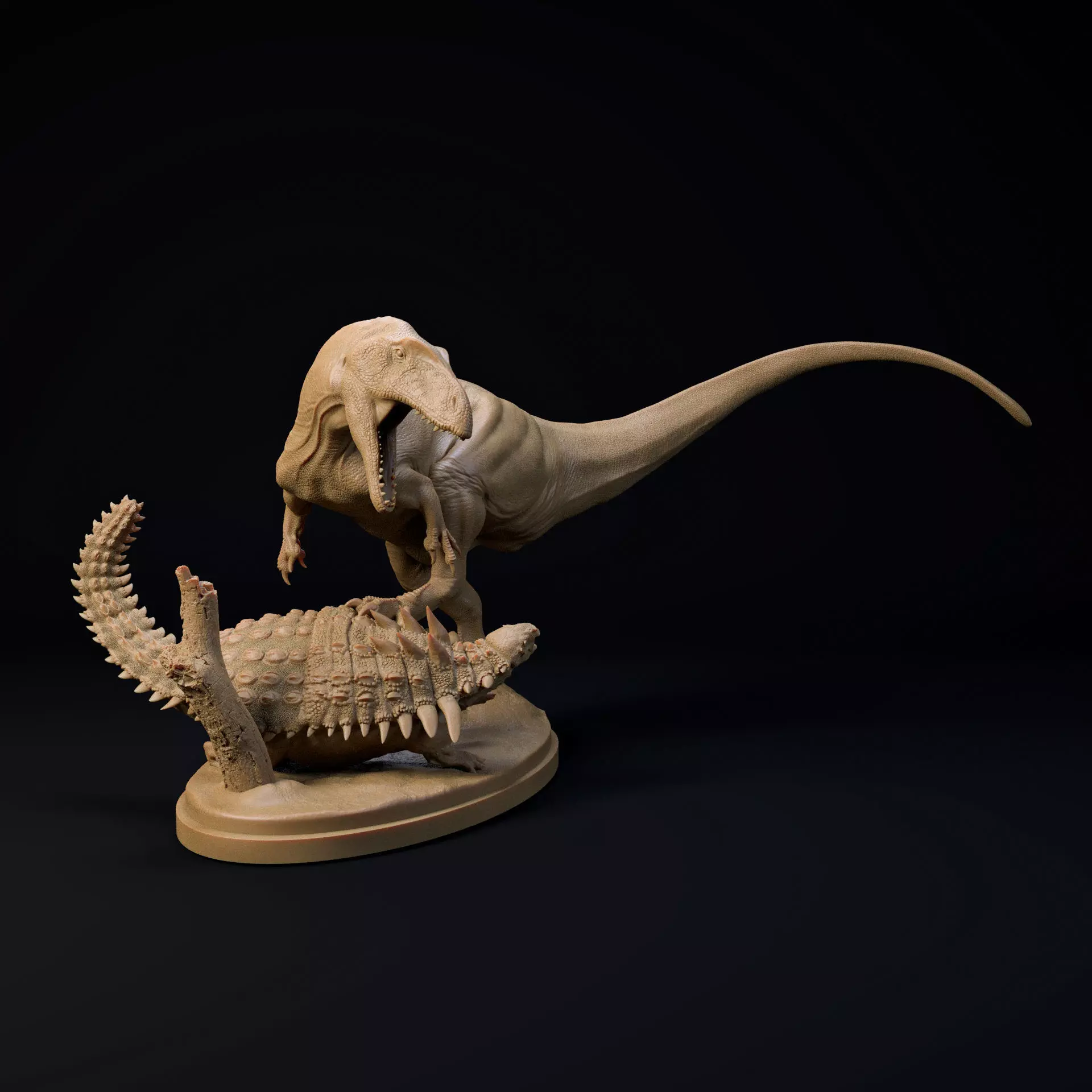 Neovenator hunting Polachantus 1-35 scale pre-supported dinosaur 3D print model_0