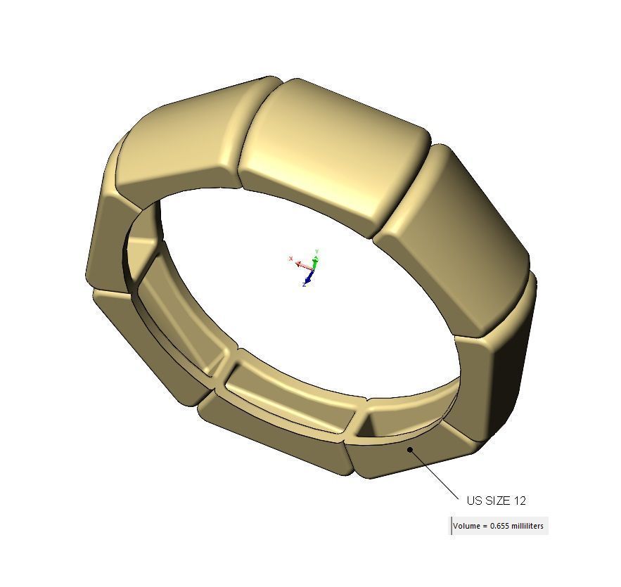 Tapered segmented dome 8 facetes ring Us sizes 6to12 3D print model_16