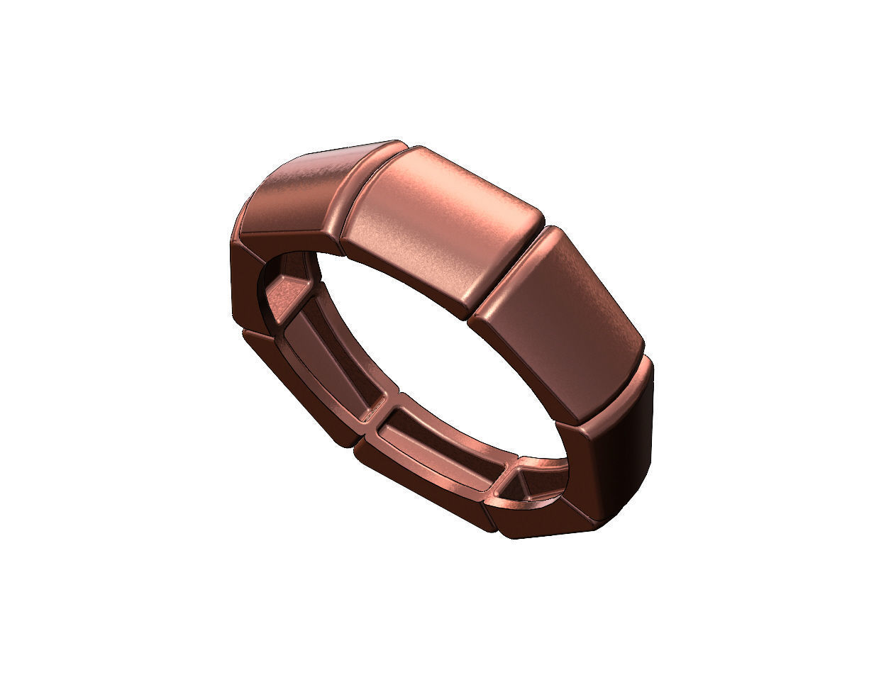 Tapered segmented dome 8 facetes ring Us sizes 6to12 3D print model_9