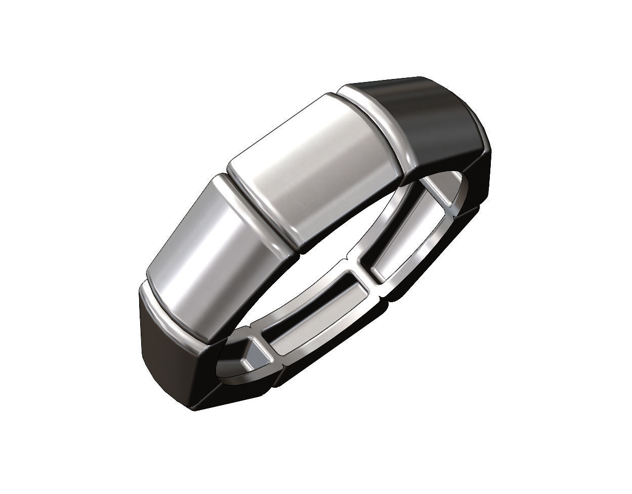 Tapered segmented dome 8 facetes ring Us sizes 6to12 3D print model_8