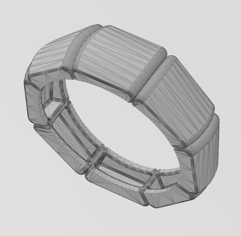 Tapered segmented dome 8 facetes ring Us sizes 6to12 3D print model_13
