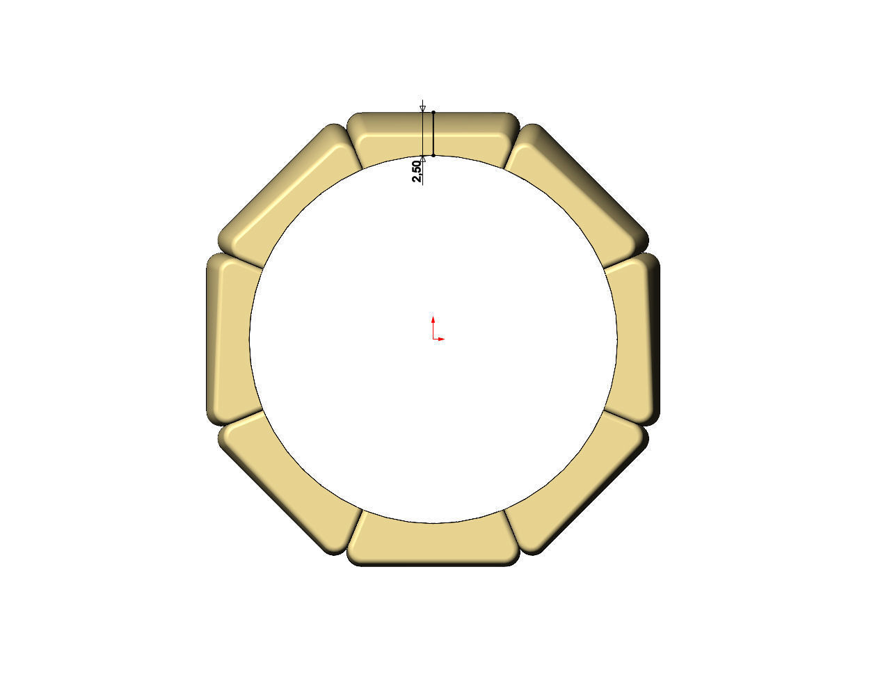 Tapered segmented dome 8 facetes ring Us sizes 6to12 3D print model_6
