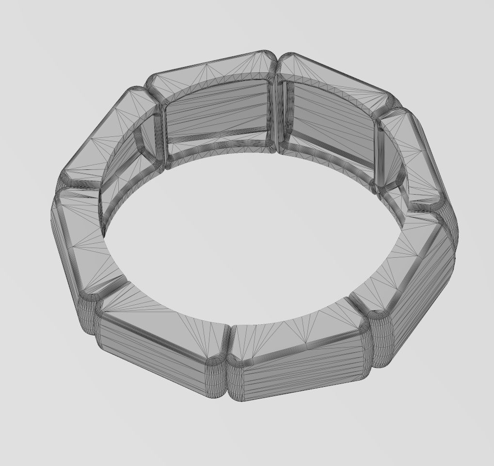Tapered segmented dome 8 facetes ring Us sizes 6to12 3D print model_14
