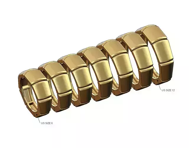 Tapered segmented dome 8 facetes ring Us sizes 6to12