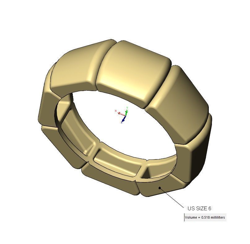 Tapered segmented dome 8 facetes ring Us sizes 6to12 3D print model_15