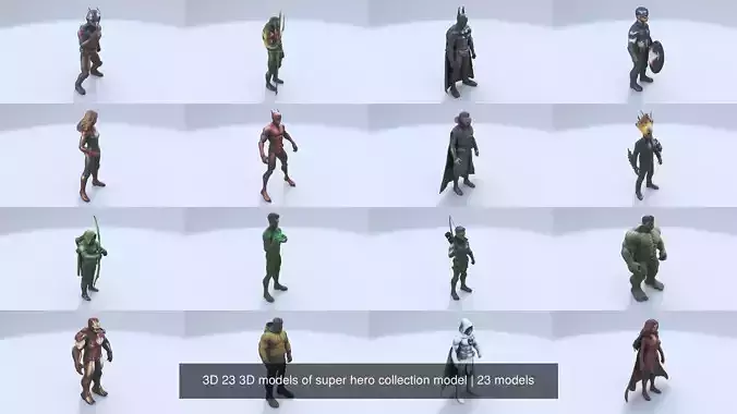 3D 23 3D models of super hero collection model 