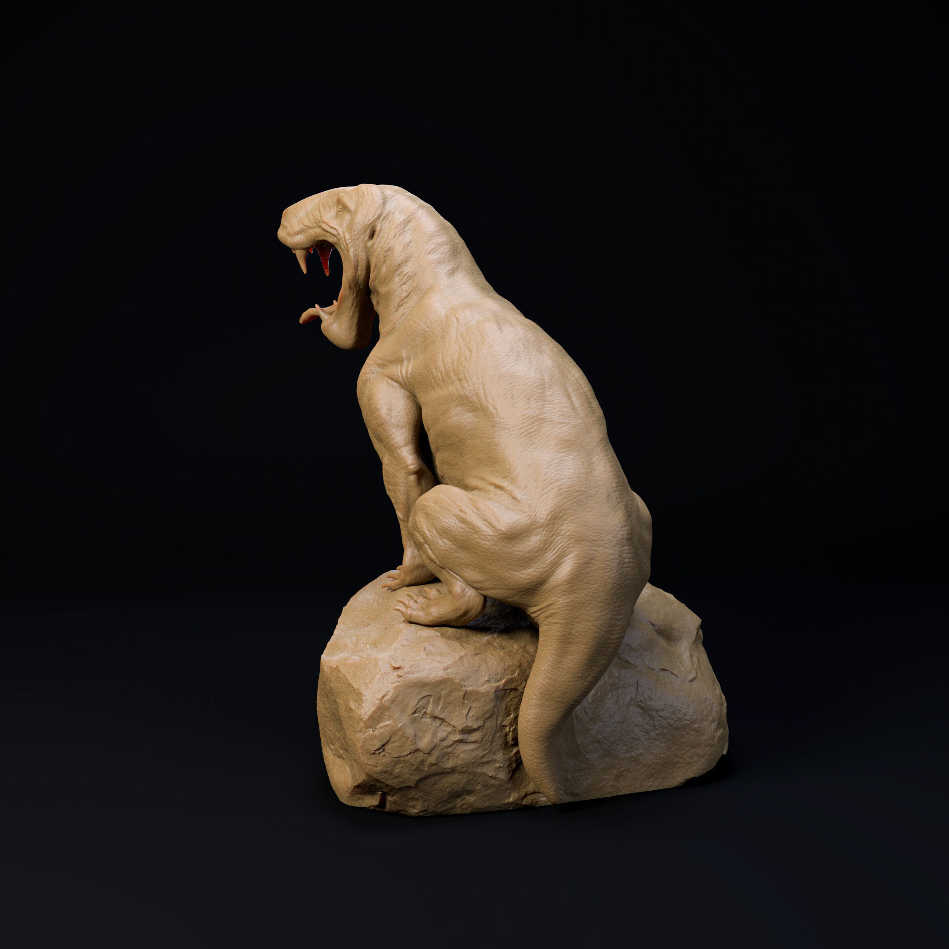 Inostrancevia Latifrons yawning 1-35 scale pre-supported 3D print model_1