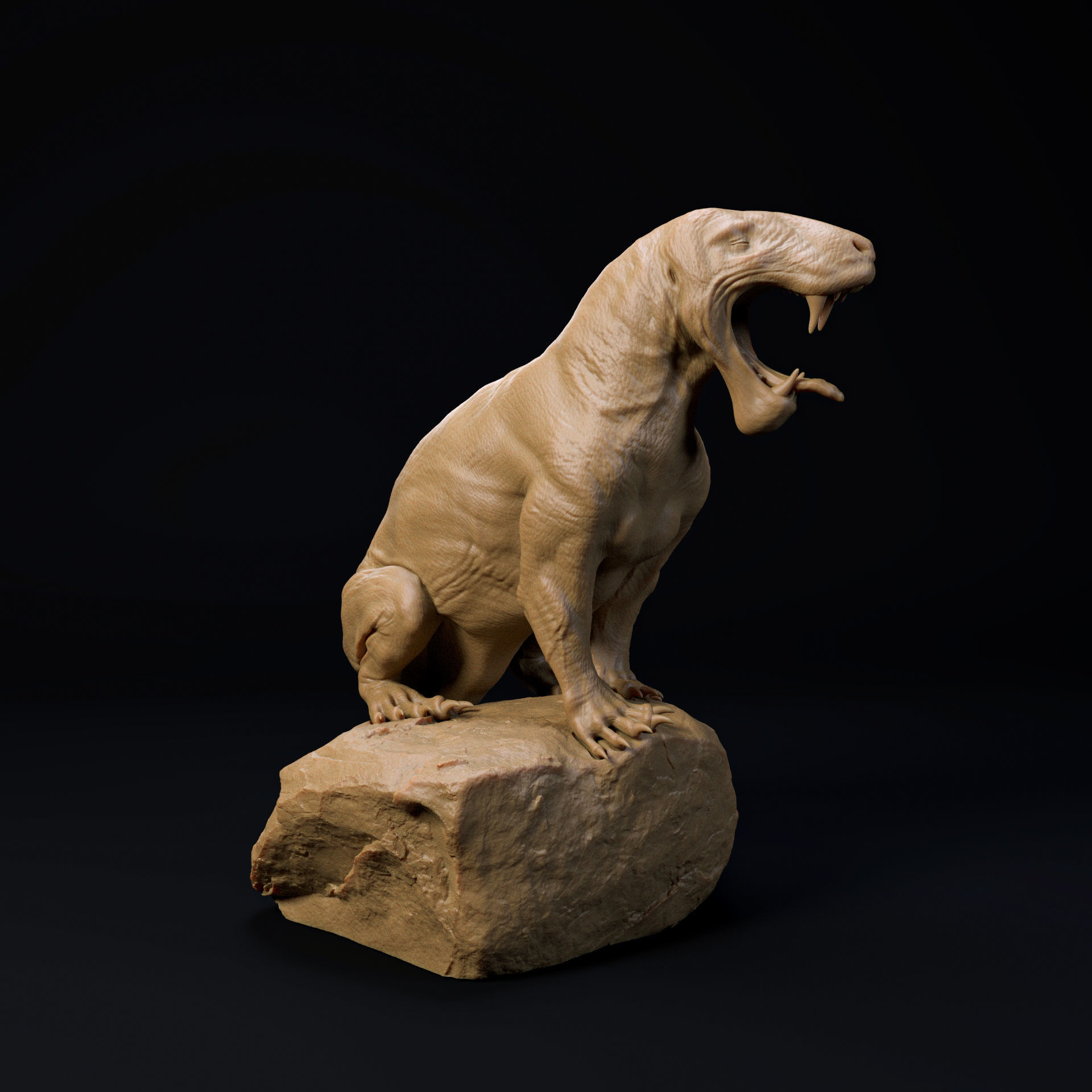 Inostrancevia Latifrons yawning 1-35 scale pre-supported 3D print model_2