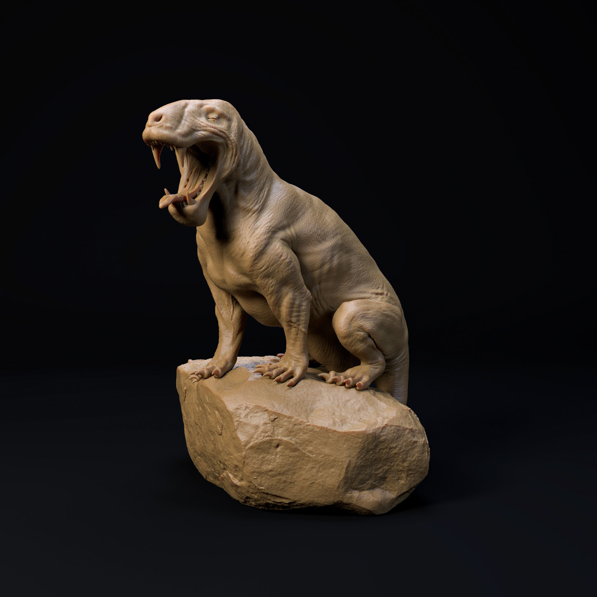 Inostrancevia Latifrons yawning 1-35 scale pre-supported 3D print model_3