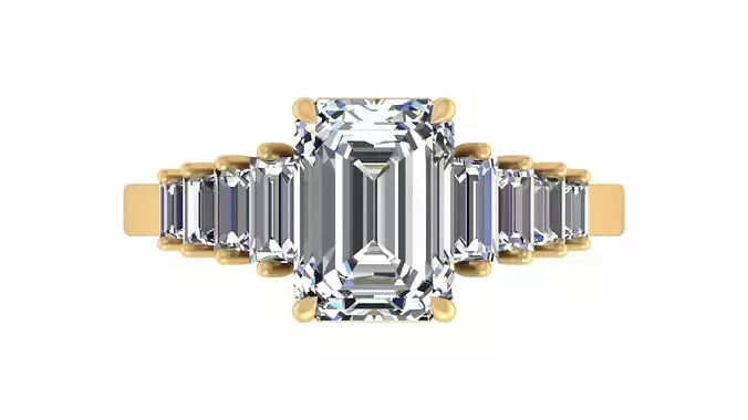 Emerald-Cut Centerpiece Ring with Baguette Accents