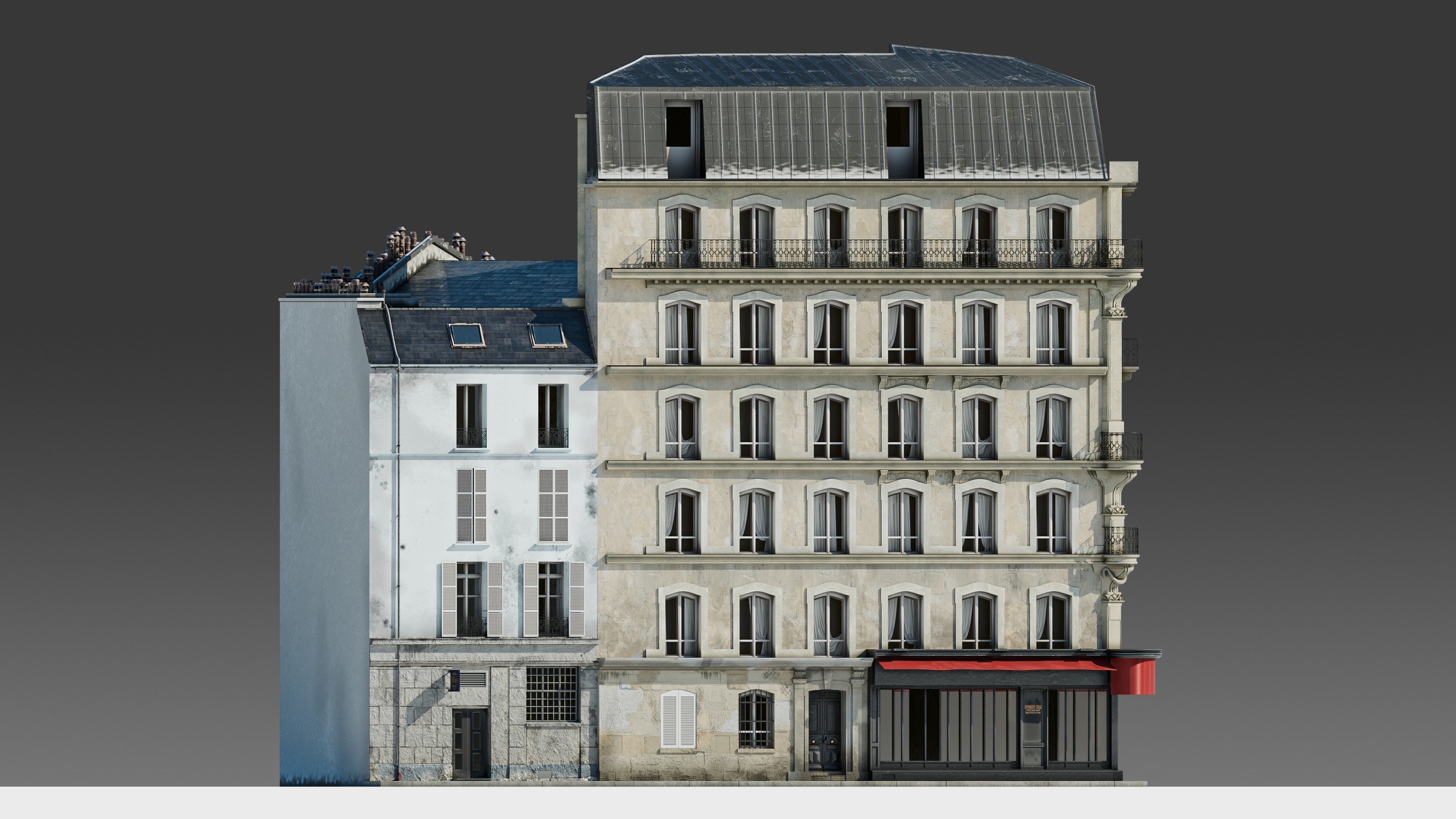 Parisian Cafe Corner Building 3D model_22