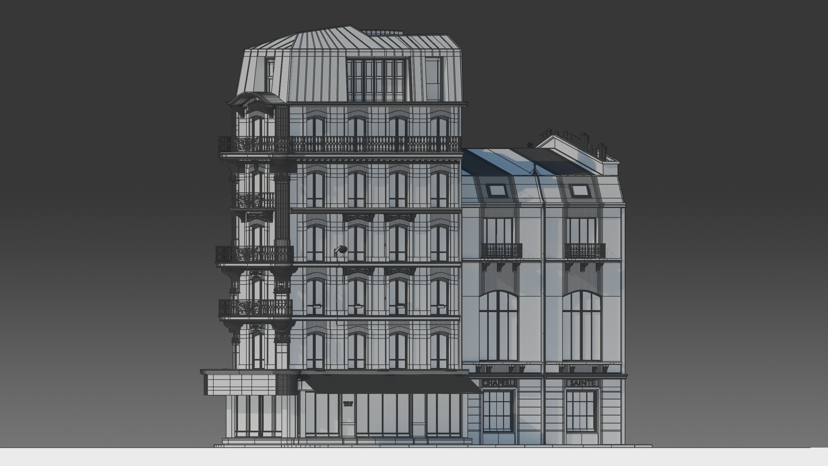 Parisian Cafe Corner Building 3D model_17