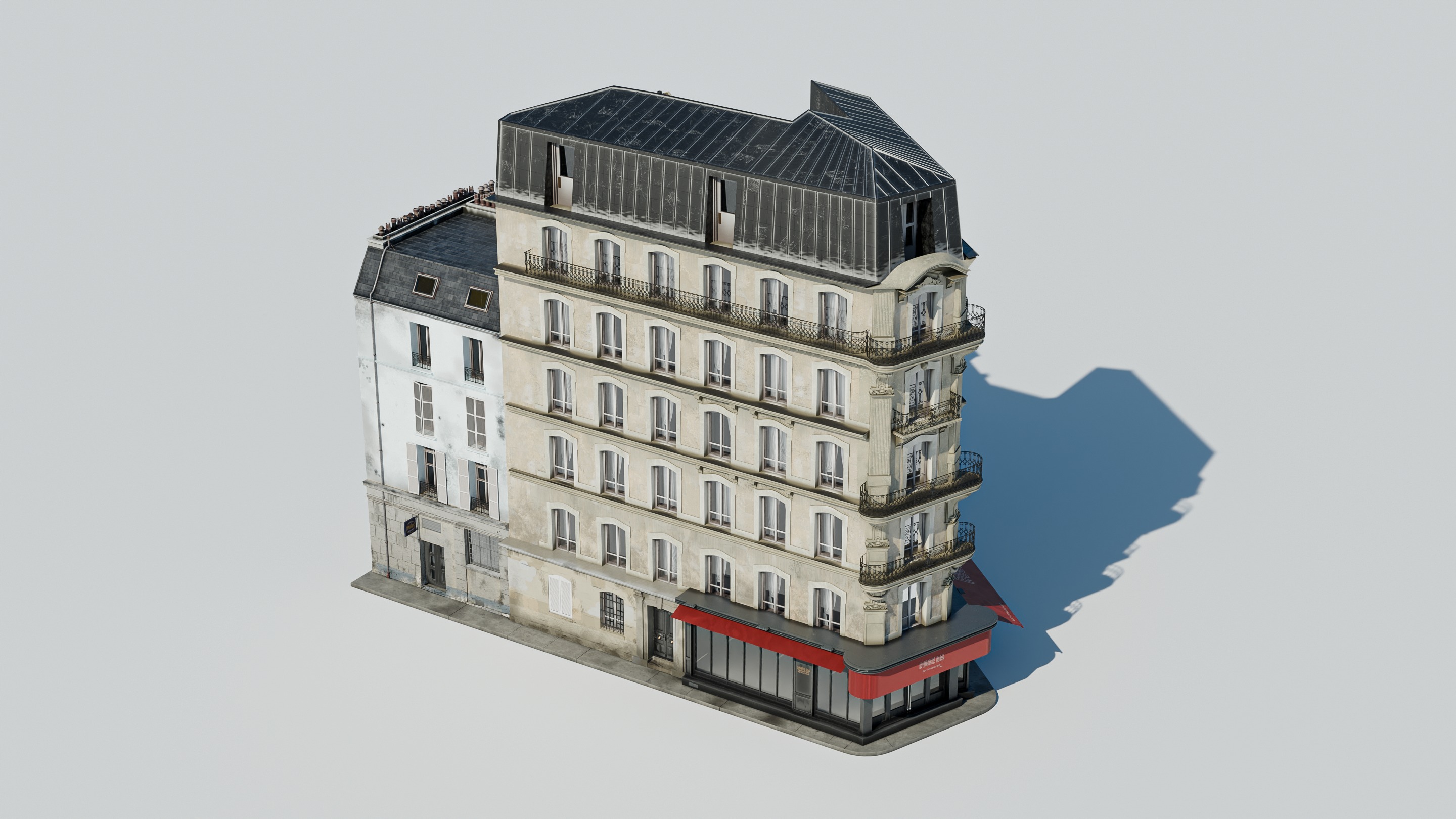 Parisian Cafe Corner Building 3D model_25