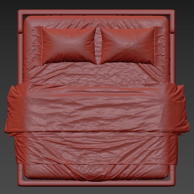 Simple Bed 3D model_4