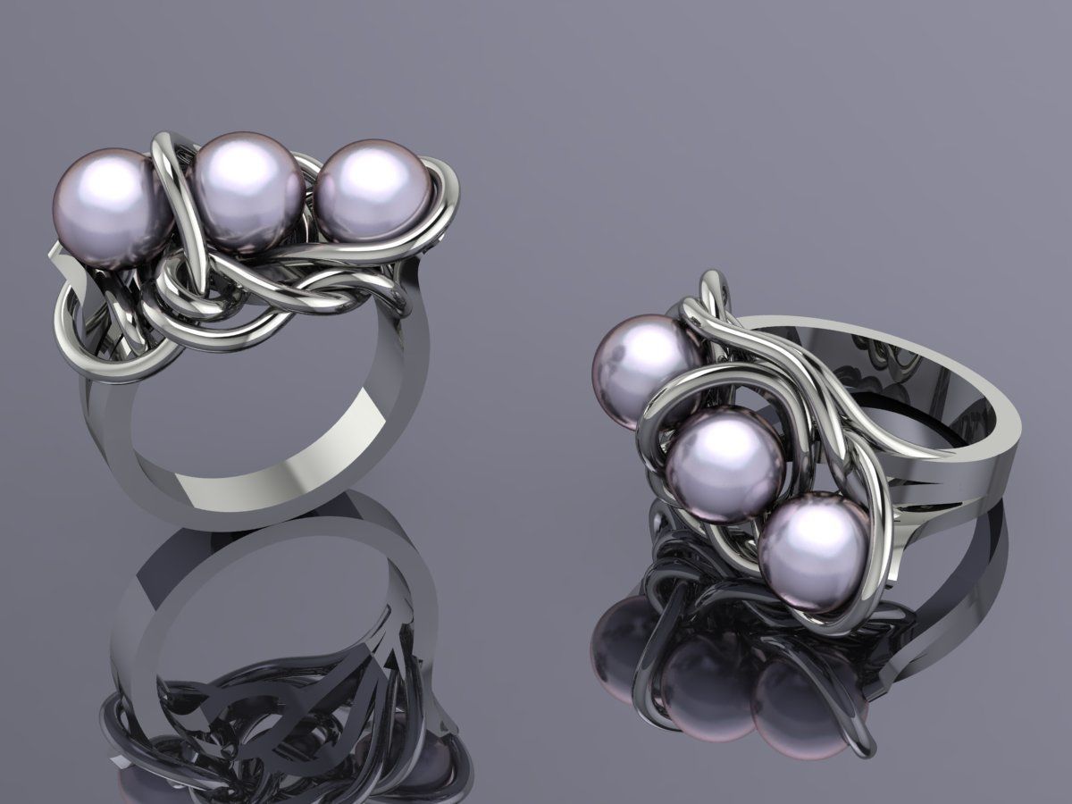 Pearl ring 3D print model_4