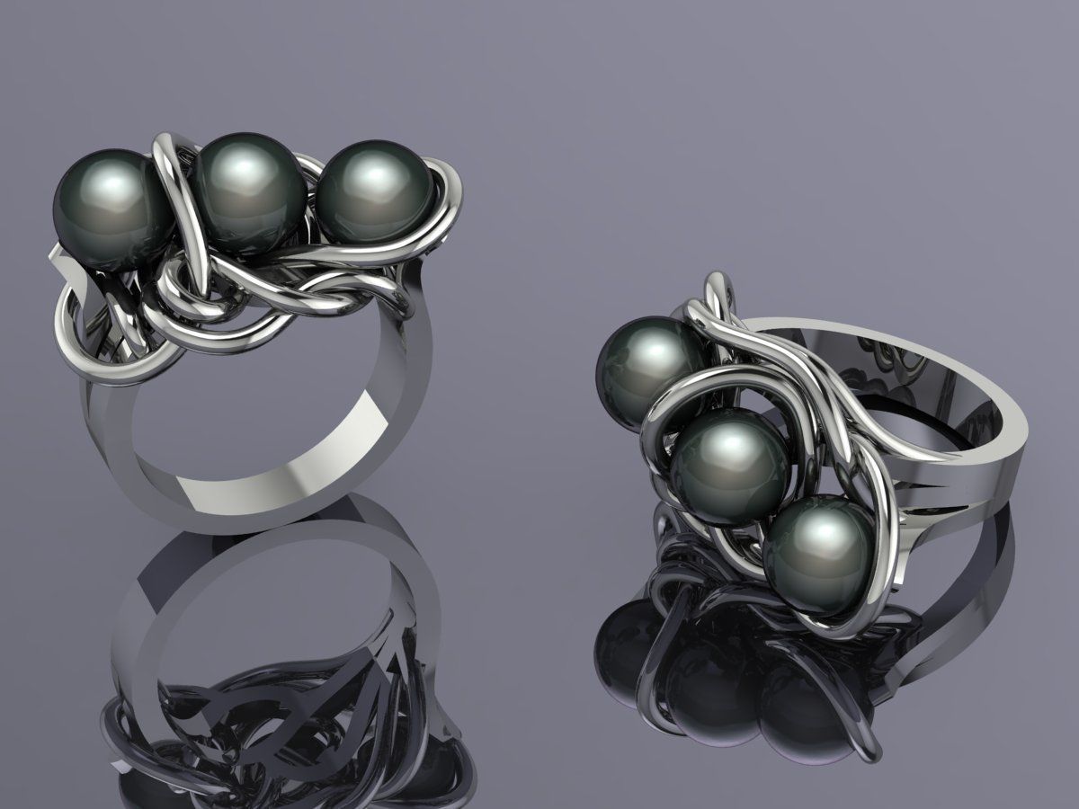Pearl ring 3D print model_1