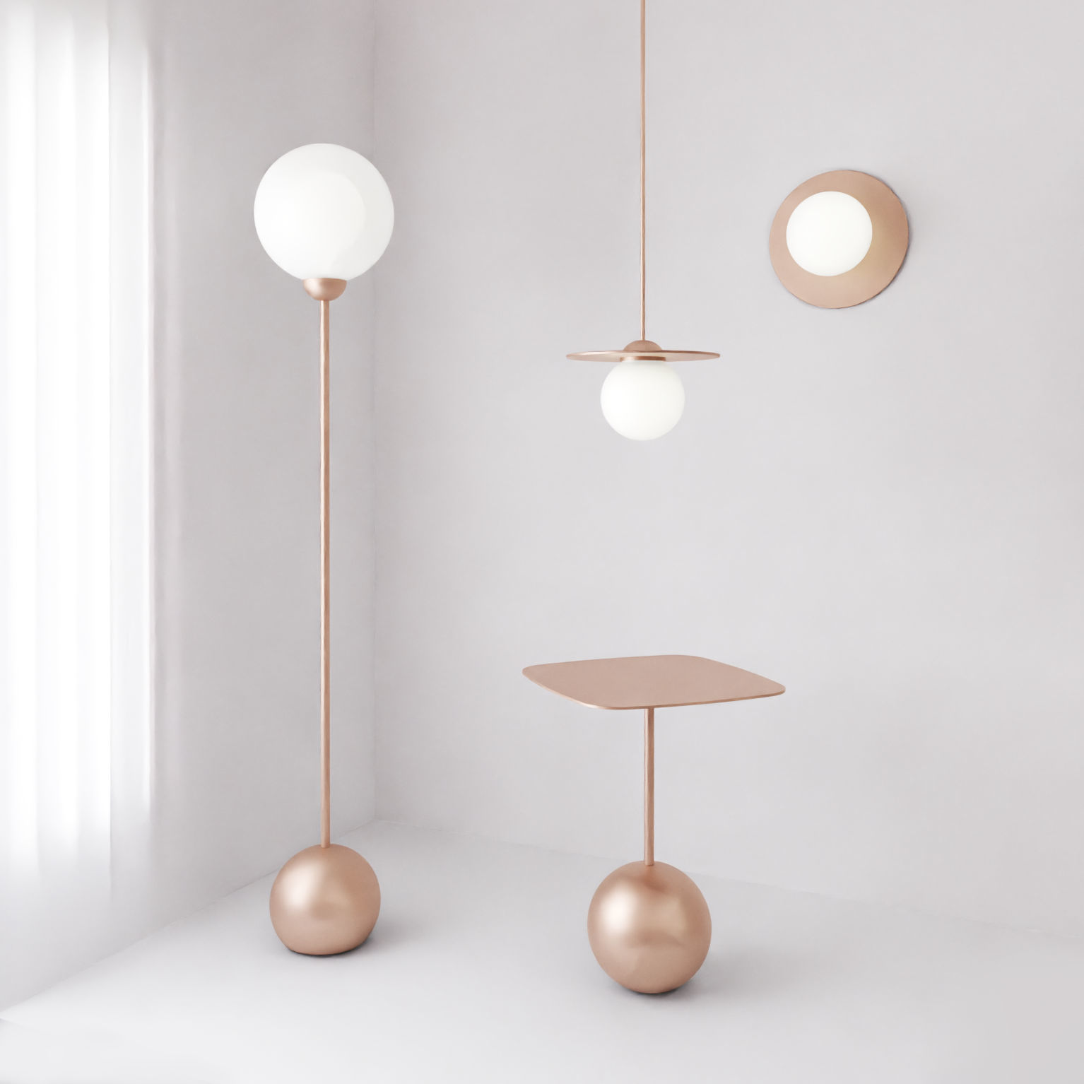 Modern lamp set and table  3D model_2
